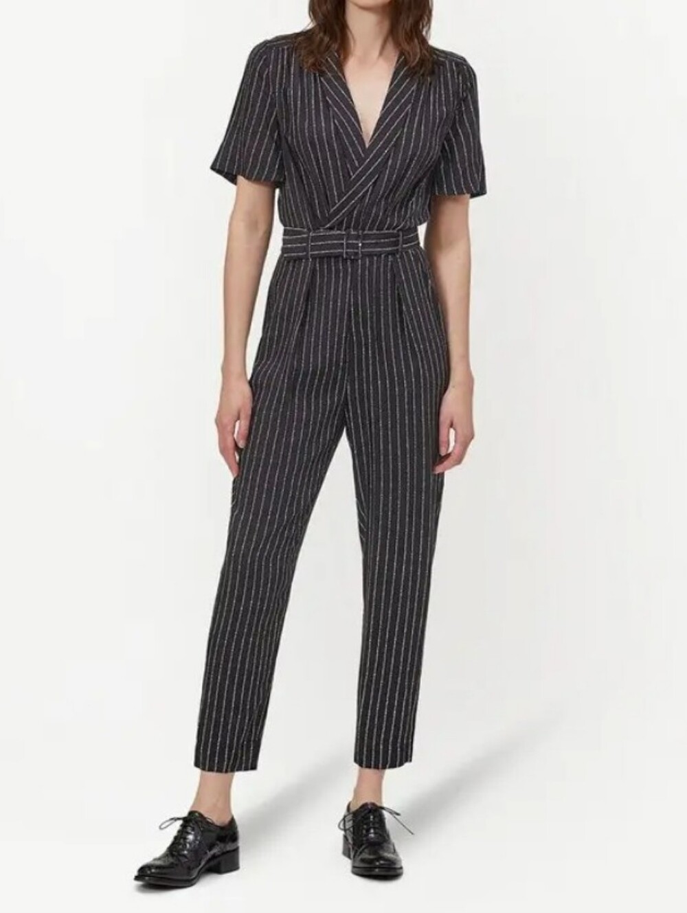 EQUIPMENT FEMME SCARVETTA BLACK & WHITE SHORT SLEEVE JUMPSUIT CROPPED 8 MEDIUM